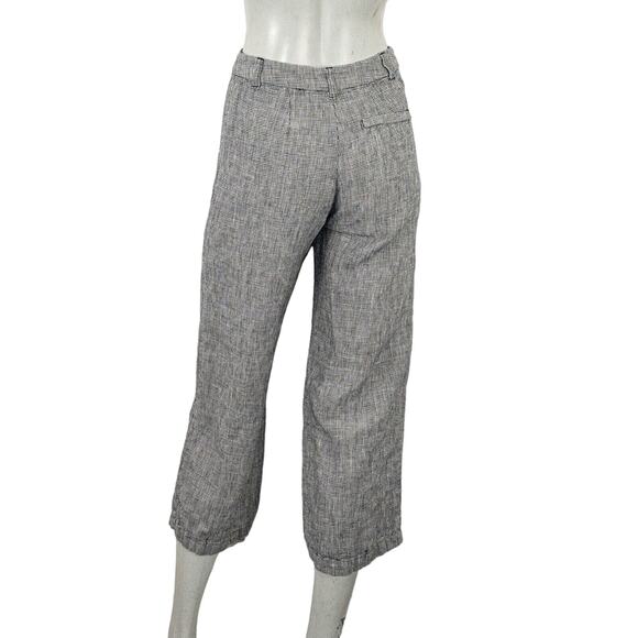 Reformation Women's 100% linen Wide leg Houndstooth pants black white size 0 - Picture 3 of 8